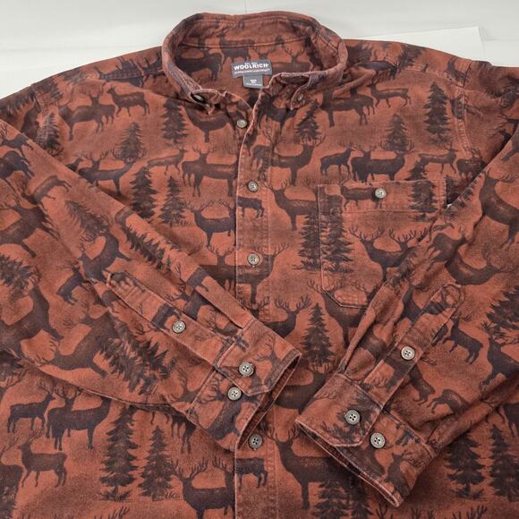 Woolrich Long-sleeved Men’s Deer Print Button Up Shirt Size 2xl Outdoor Hunting - Picture 1 of 12